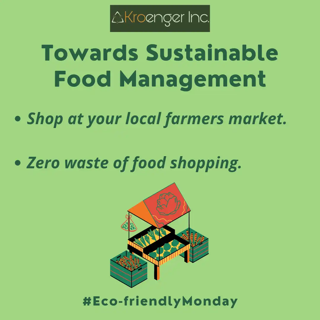 Towards sustainable food management.
        Shop at your local farmers market.
        Zero waste of food shopping.