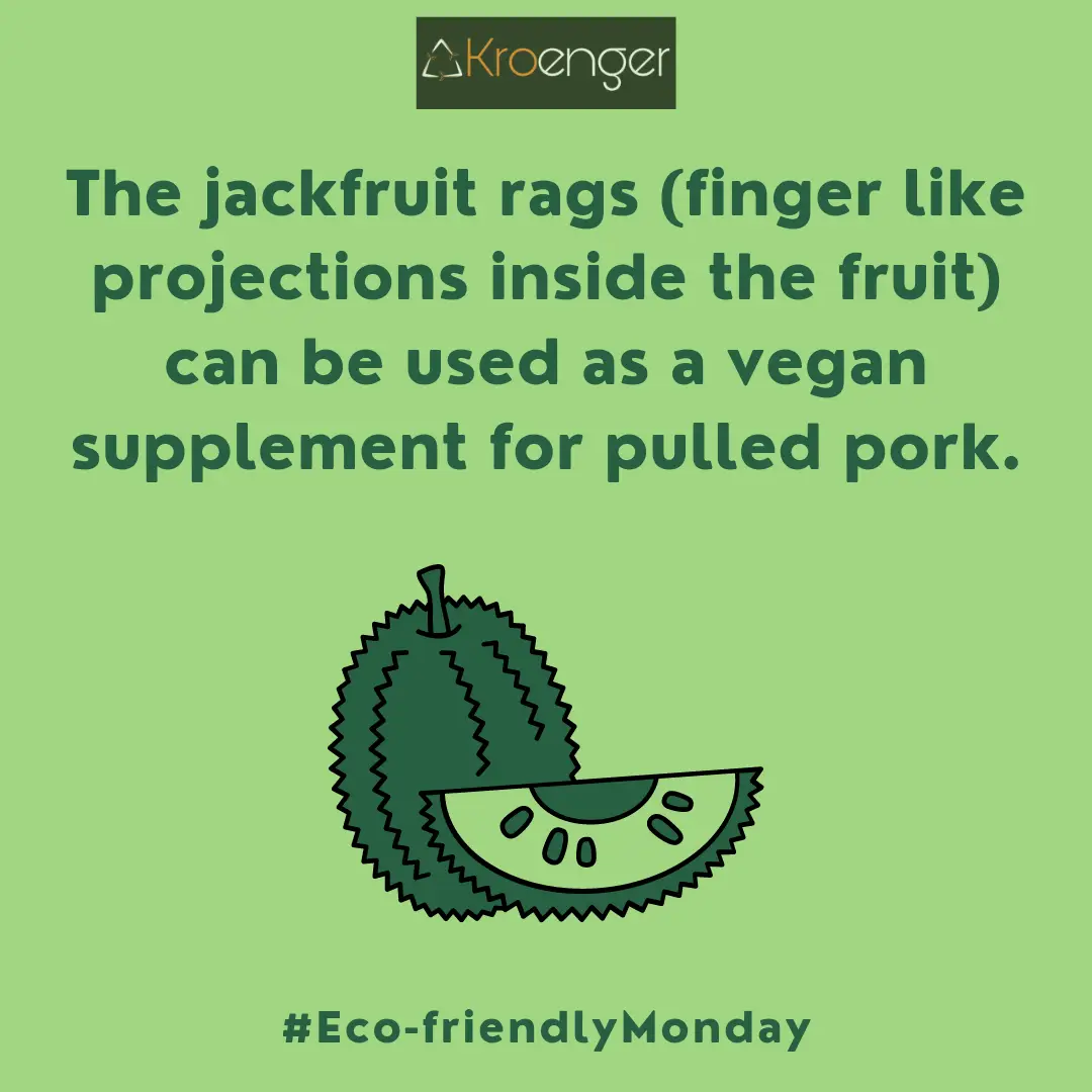 The jackfruit rags (finger like projections inside the fruit) can be 
        used as a vegan supplement for pulled pork.